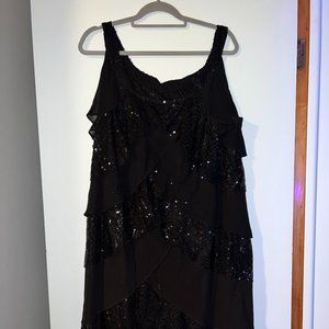 SL Fashions Tiered Black Sequin Dress